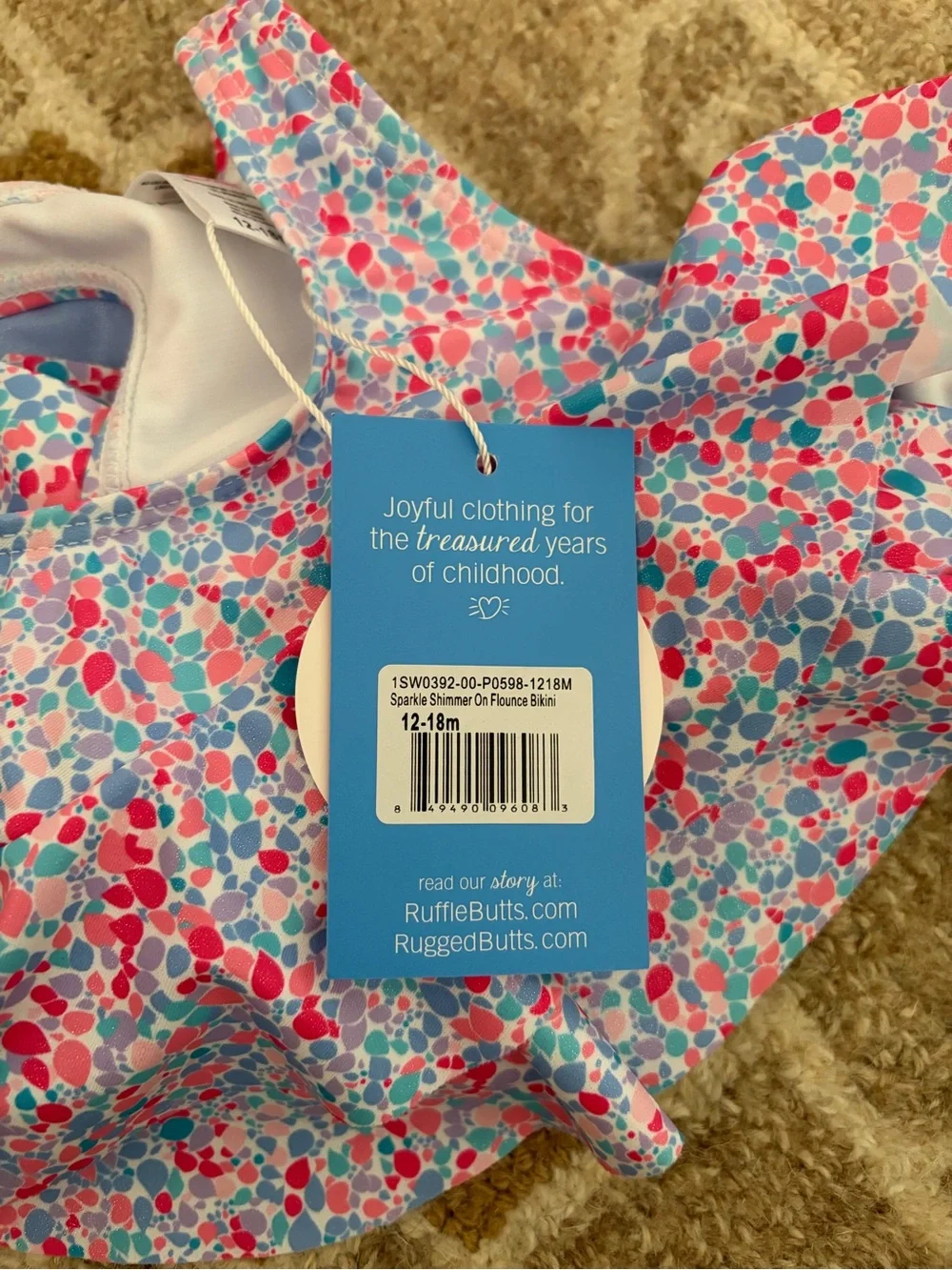 Ruffle Butts Pink & Blue Floral Ruffle Bikini